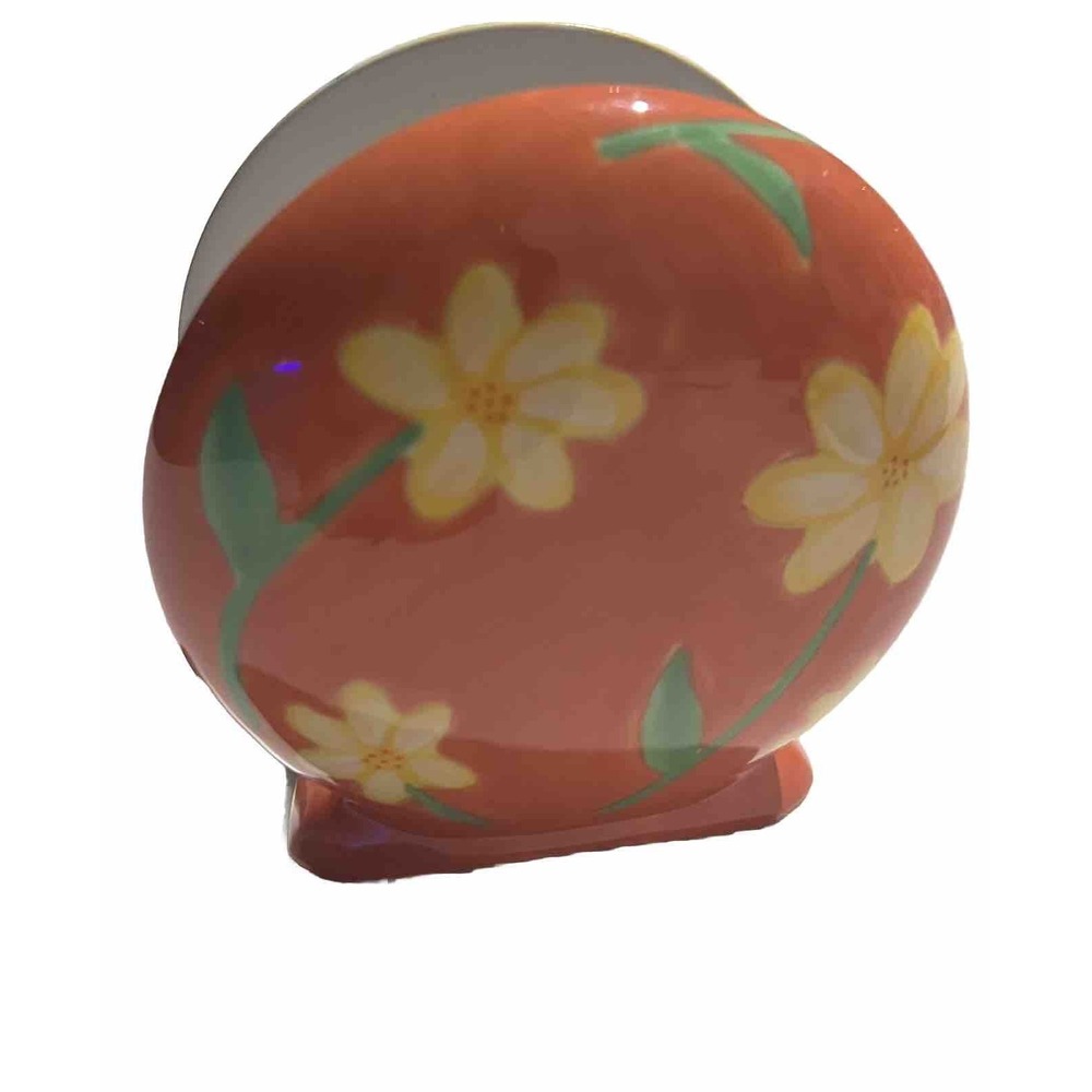 Vintage Avon Orange And Yellow Ceramic Napkin Holder